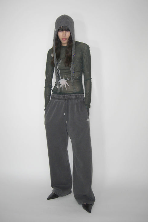 LOGO WASHED SWEAT PANTS -CHARCOAL-